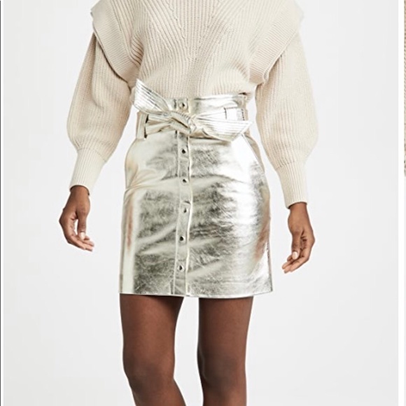 Gorgeous Ba&sh Gold Leather Pomy Doré skirt - Picture 2 of 15